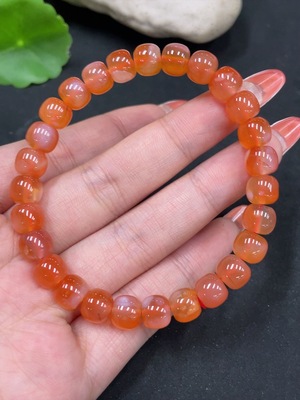 H34053652 Yanyuan Agate Bracelet, approx. 7.8mm beads, total weight approx. 20.2g