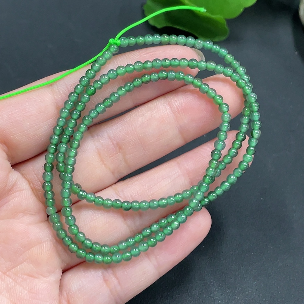 F21426154 Jadeite Beaded Necklace Approx. 3mm Total Weight 7.07g