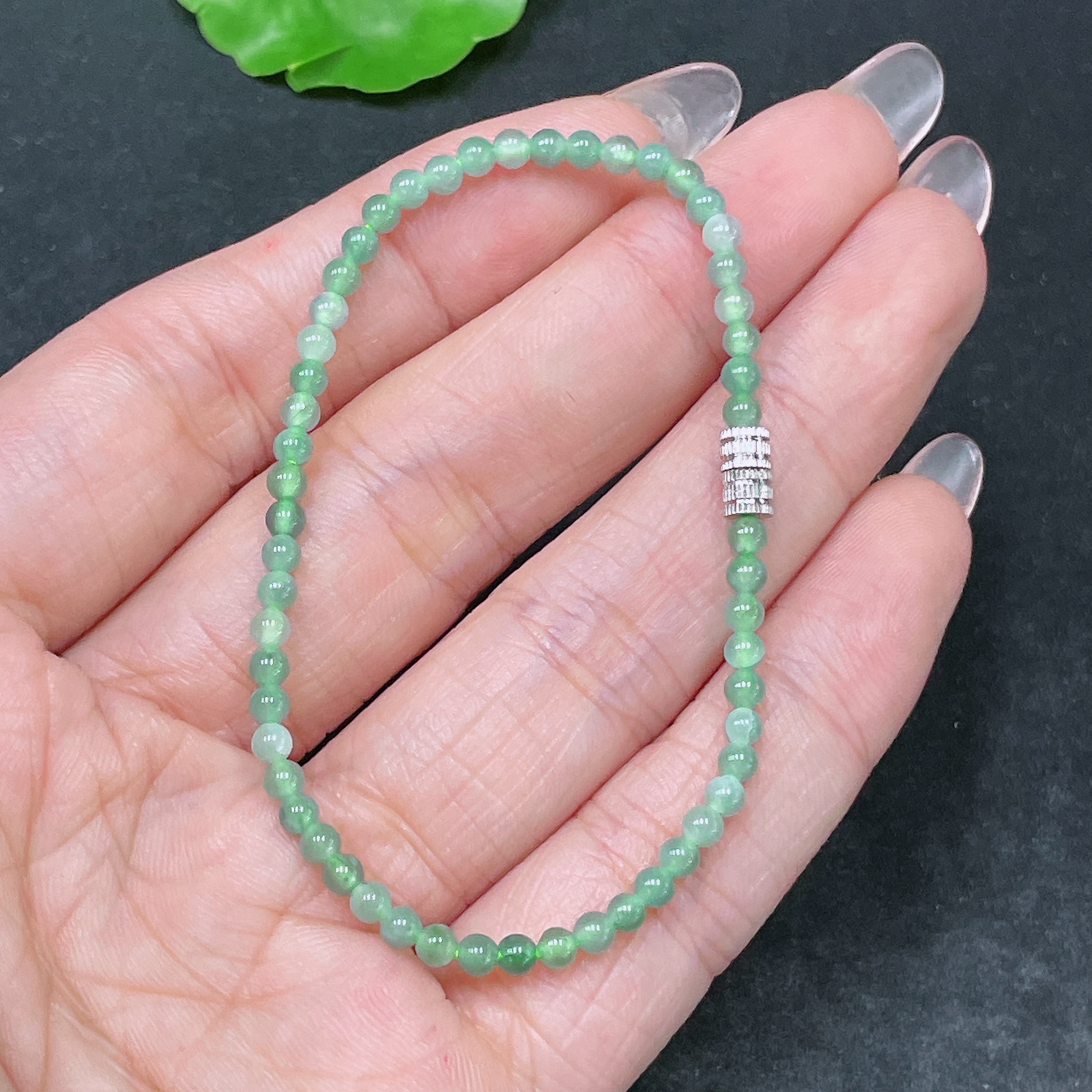 F34064045 Jadeite Bracelet Approx. 2.8mm Beads Total Weight Approx. 2.66g Non-Gold