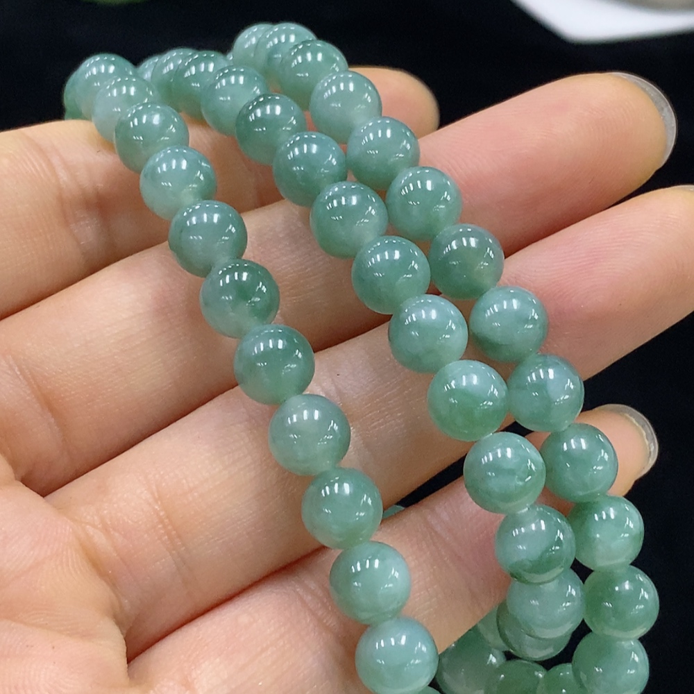 F32708117 Jadeite Bead Necklace Non-Gold Total Weight Approx. 58.6g Size About 7.3mm