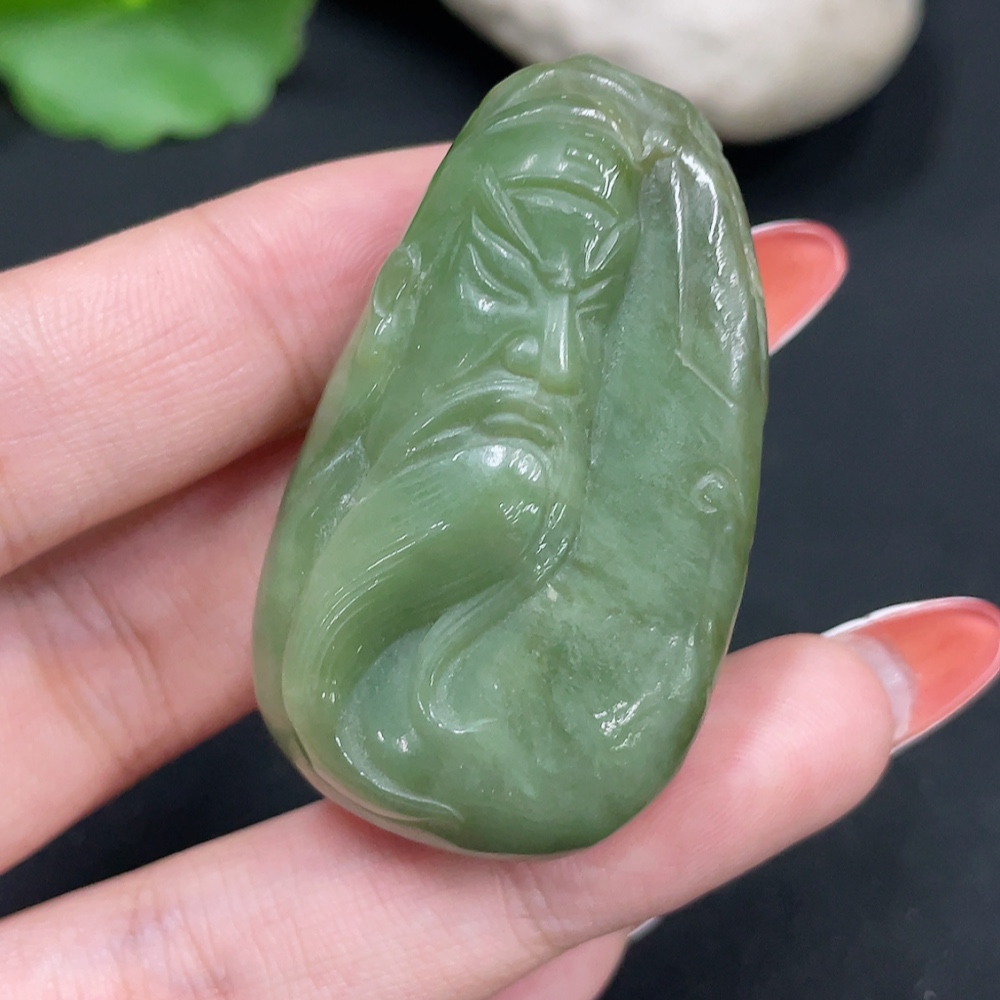 H34026156 Hetian Jade Pendant Guan Gong Total Weight About 39.4g