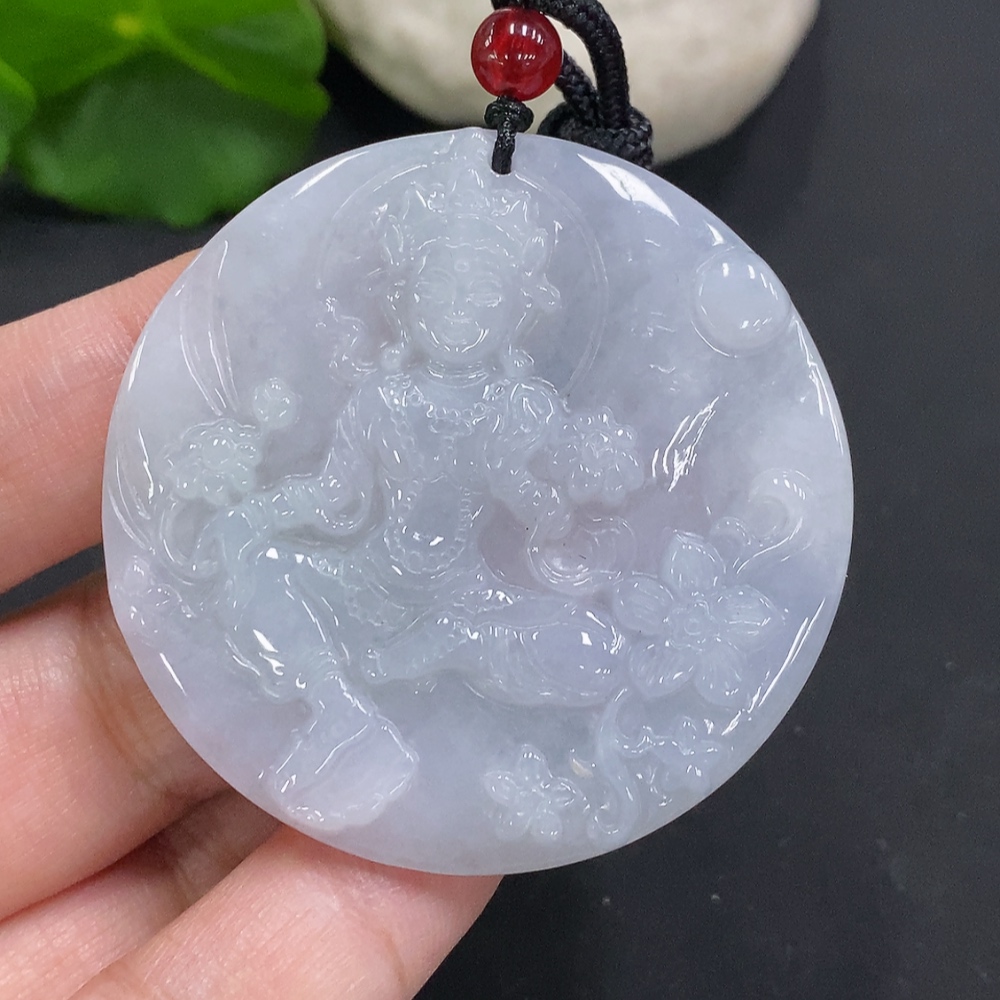 F35127314 Jadeite Tara Pendant Total Weight with Cord Approx. 23.8g (Beads Non-A)