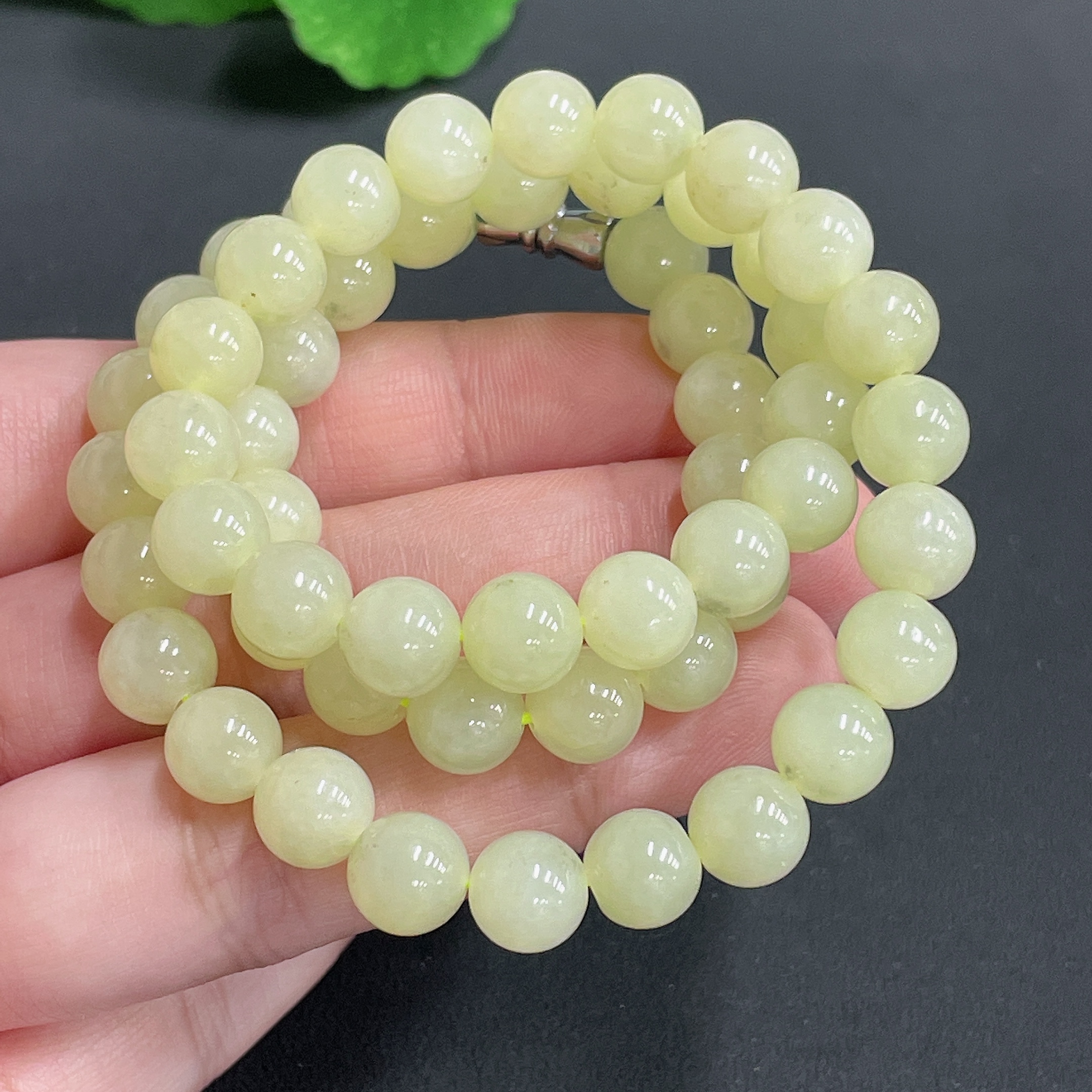 H16763844 Hetian Jade Bead Necklace, Approx. 8mm Beads, Non-Gold, Total Weight Approx. 45.38g