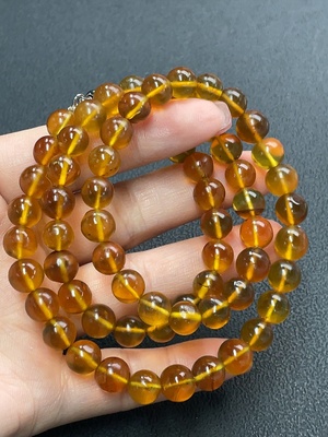 C26954467 Amber Beeswax Bead Necklace Total Weight Approx. 21.24g Size 8mm Non-Gold