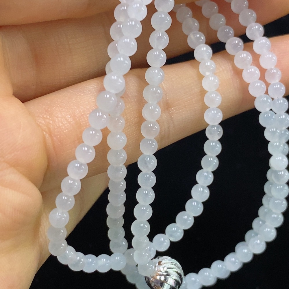 F34975257 Jadeite Bead Necklace Card 3.3mm Approx. Total Weight About 13.68g Non-Gold