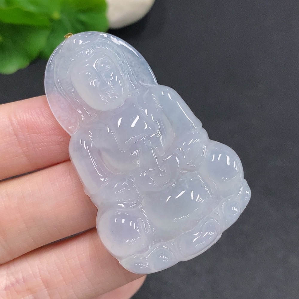 F34060271 Jadeite Guanyin Pendant No Inscription Surface Gold Content 73% Total Weight Approx. 19.2g