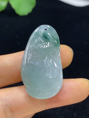 F35114598 Jadeite Lotus Pendant Total Weight Approx. 9g