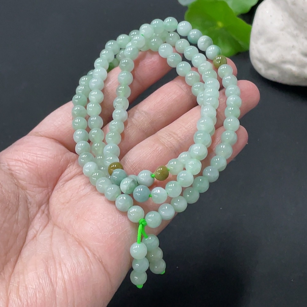 F35145843 Jadeite Beaded Necklace, Approx. 5.8mm, Total Weight Approx. 37.55g