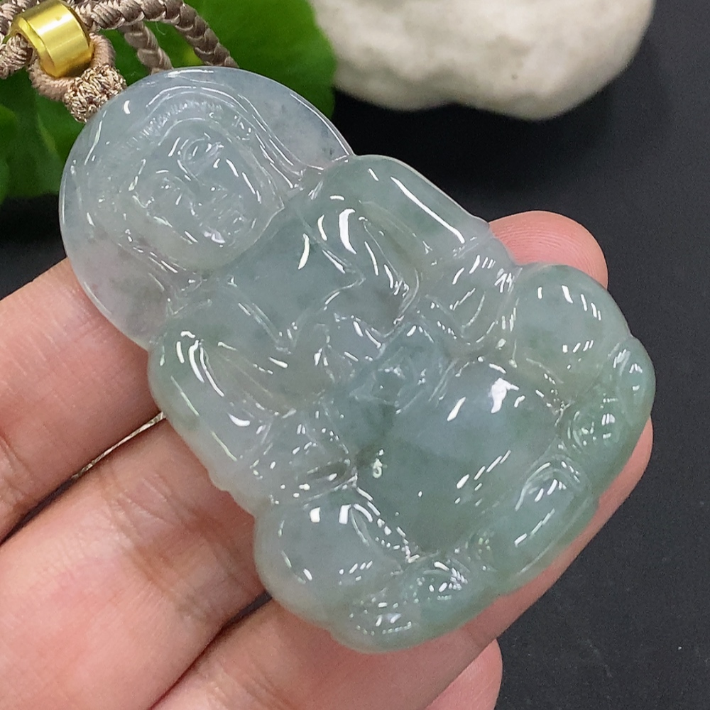 F33856720 Jadeite Guanyin Pendant with Cord, Total Weight Approx. 26.1g