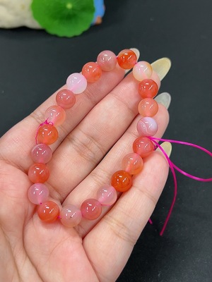 H42979570 盐源玛瑙手串 卡8.5mm左右 仅红色 货品总重约18.5g