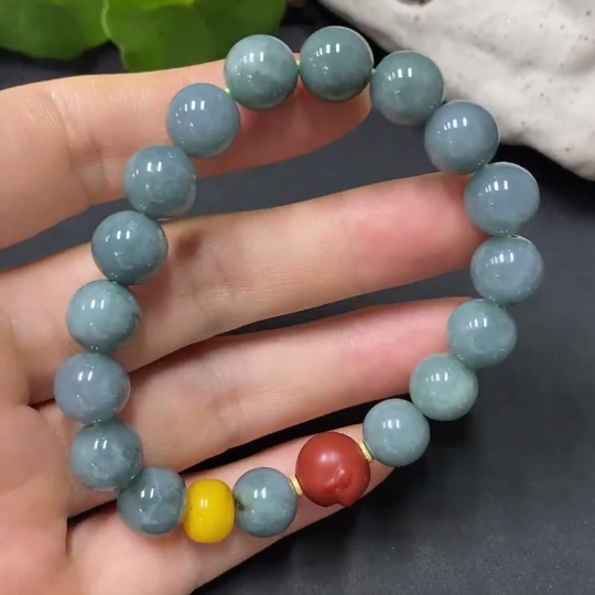 F3366443 Jadeite Bead Necklace Size 9.7 with Non-Jadeite Beads