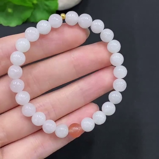 F29337070 Jadeite Bracelet 99% Gold Content Approximately 7mm Beads Total Weight About 15.1g Non-Jadeite Beads Included