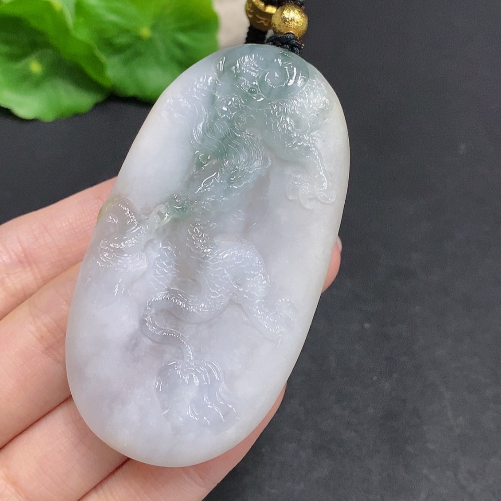 F34002994 Jadeite Dragon Soaring Across the Seas Pendant