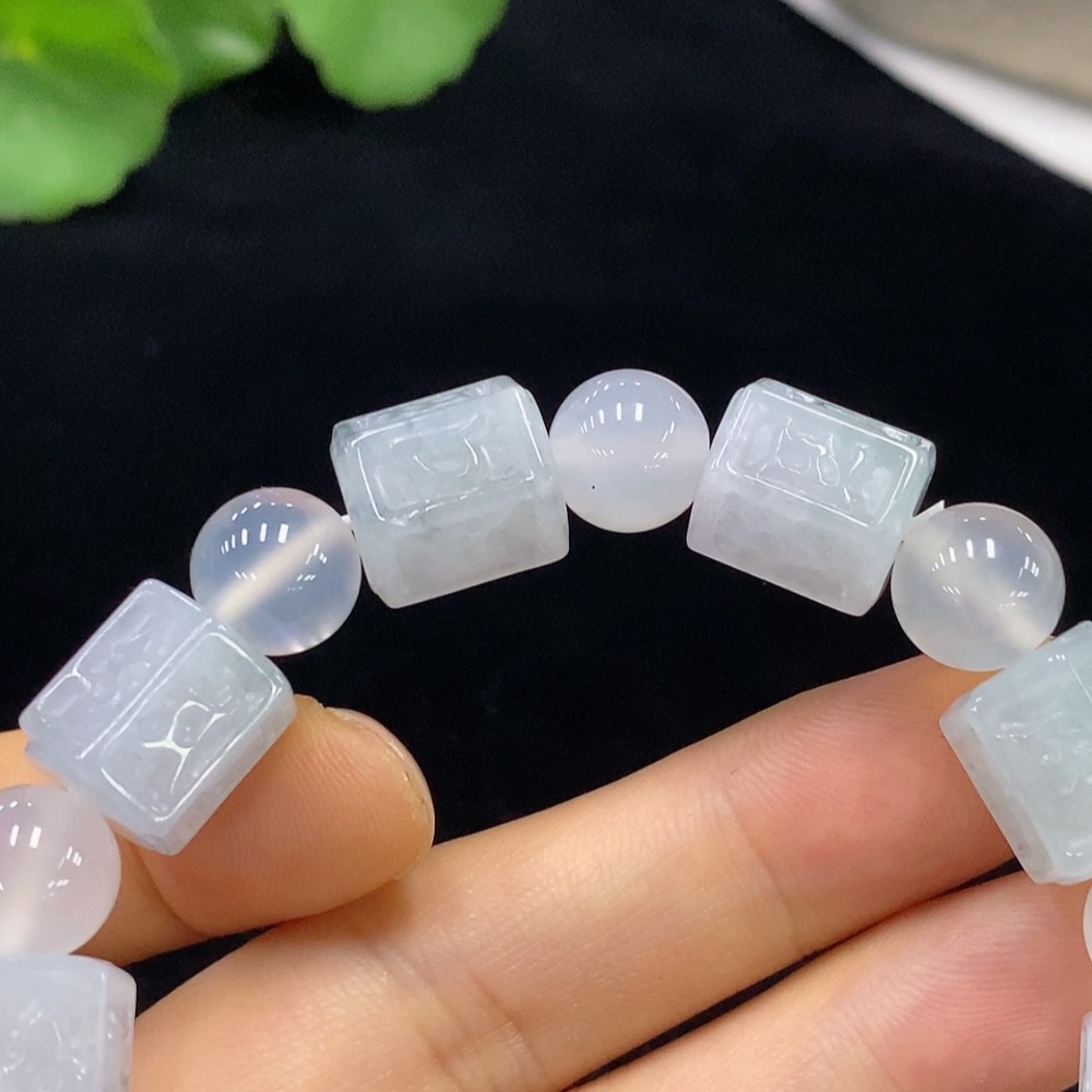 F31599826 Jadeite Bracelet Size 12.4mm Approx. Total Weight 51.22g With Non-A Grade Beads