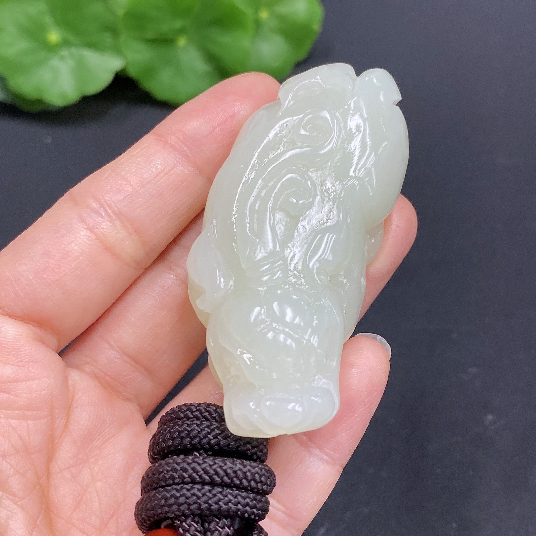 H27173626 Hetian Jade Pendant Pixiu Total Weight Approx. (Including Rope) 55.9g