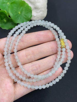 F46533809 翡翠珠链 非金 货品总重量约17.6克 卡4mm左右