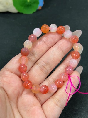 H41923350 盐源玛瑙手串 卡8.2mm左右 仅红色 货品总重约19.2g