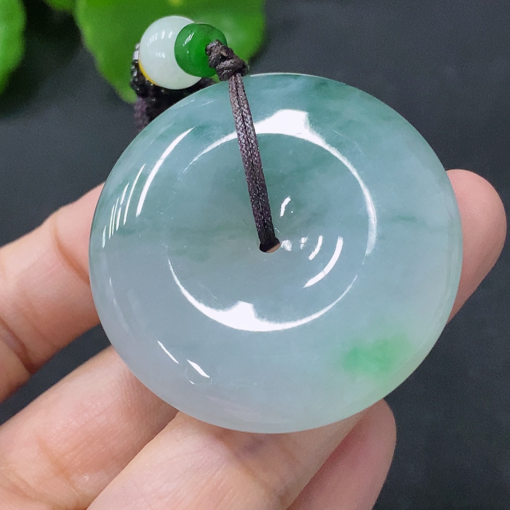 F33848755 Jadeite Pendant Peace Knot Total Weight Approx. 32.86g Including String Non-Grade A Beads