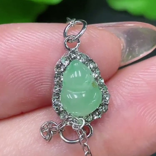 F34983396 Jadeite Inlaid Piece Non-Gold With Chain Total Weight Approx. 2.83g