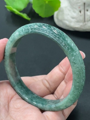 F33935013 Jadeite Round Bangle, Total Weight Approx. 49.5g, Size 60.3