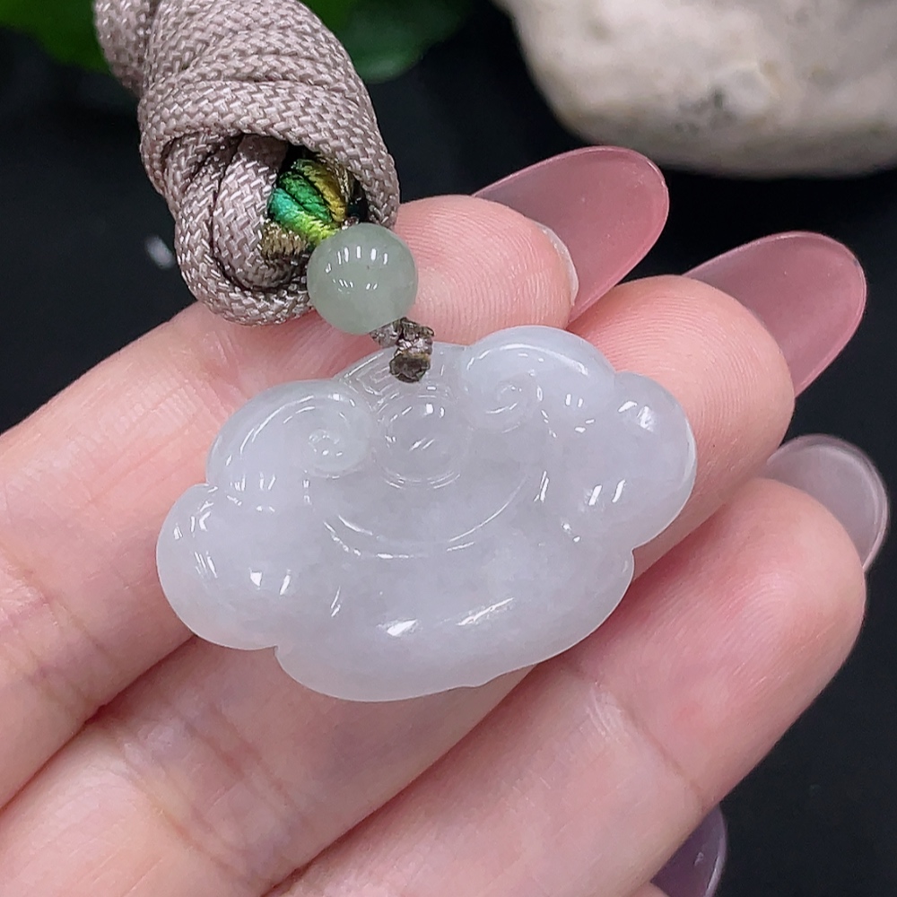 F34982716 Jadeite Ruyi Pendant Total weight about 9.33g (including rope weight) with non-A grade beads