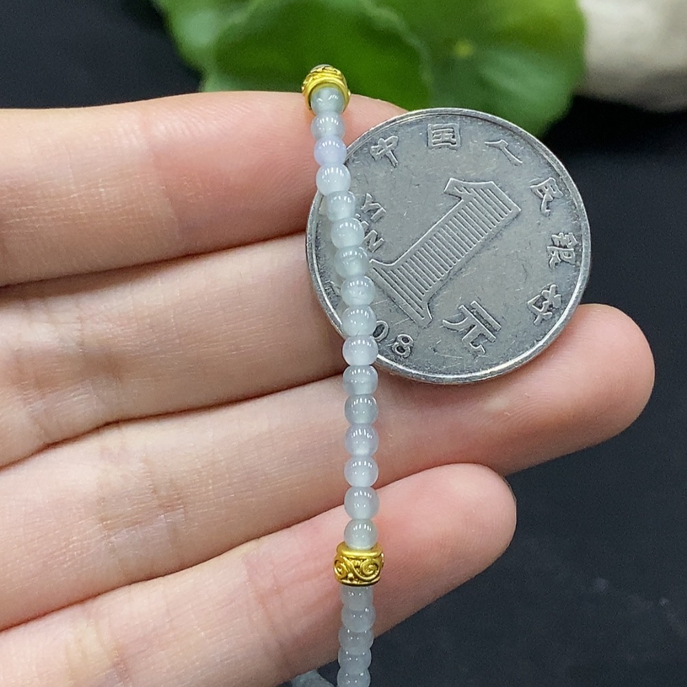 F34996629 Jadeite Bead Bracelet Approx. 3mm Non-Gold-Inlaid Total Weight Approx. 3.33g