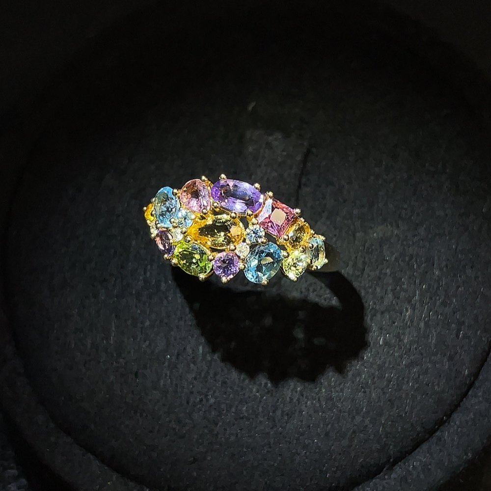 C32815849 Topaz (color origin undetermined) + Crystal + Peridot + Tourmaline + Diamond