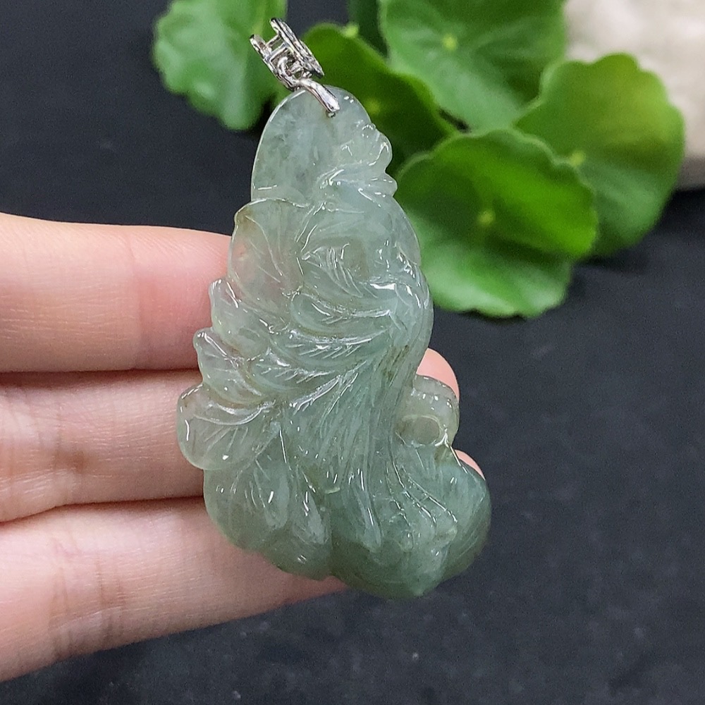 F35090381 Jadeite Phoenix Pendant Non-Gold Inlaid Total Weight Approx. 16.7g