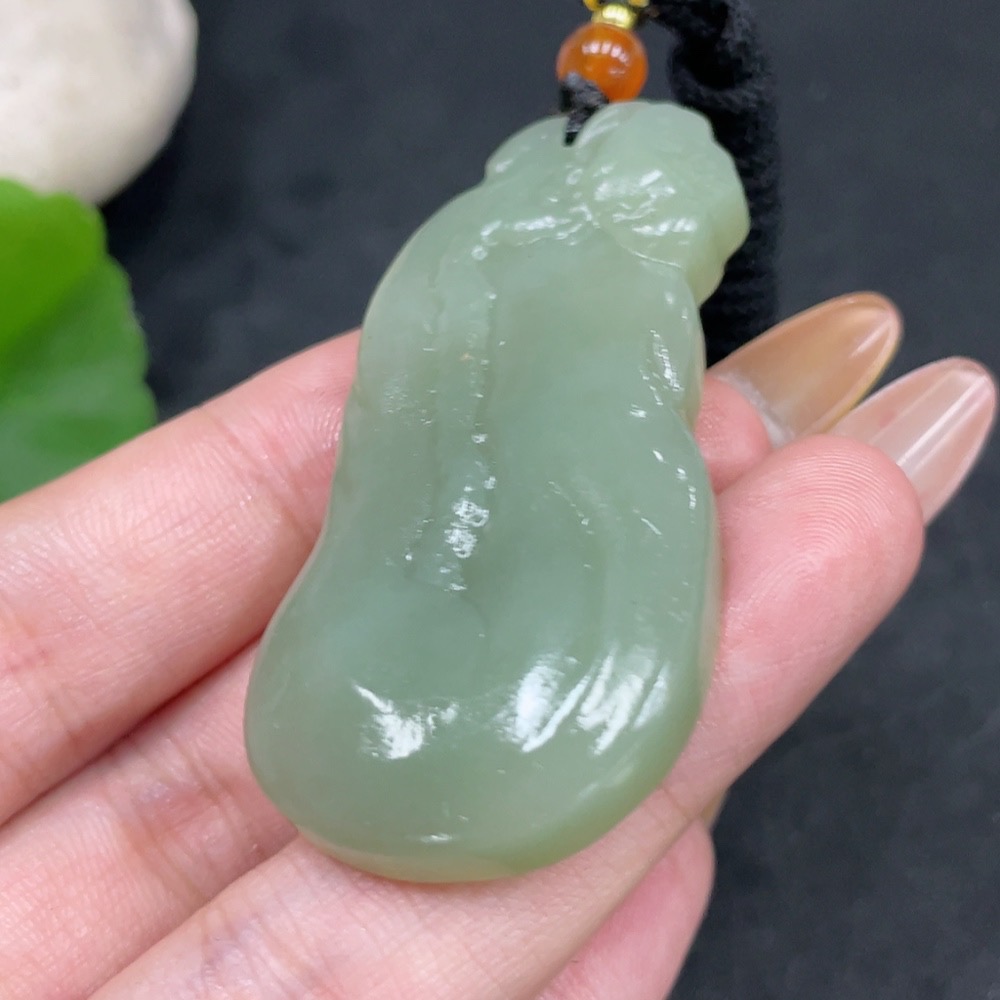 H32725585 Hetian Jade Pendant Lotus with Non-Hetian Jade Beads Total Weight Approx. 24.8g (Including Cord)