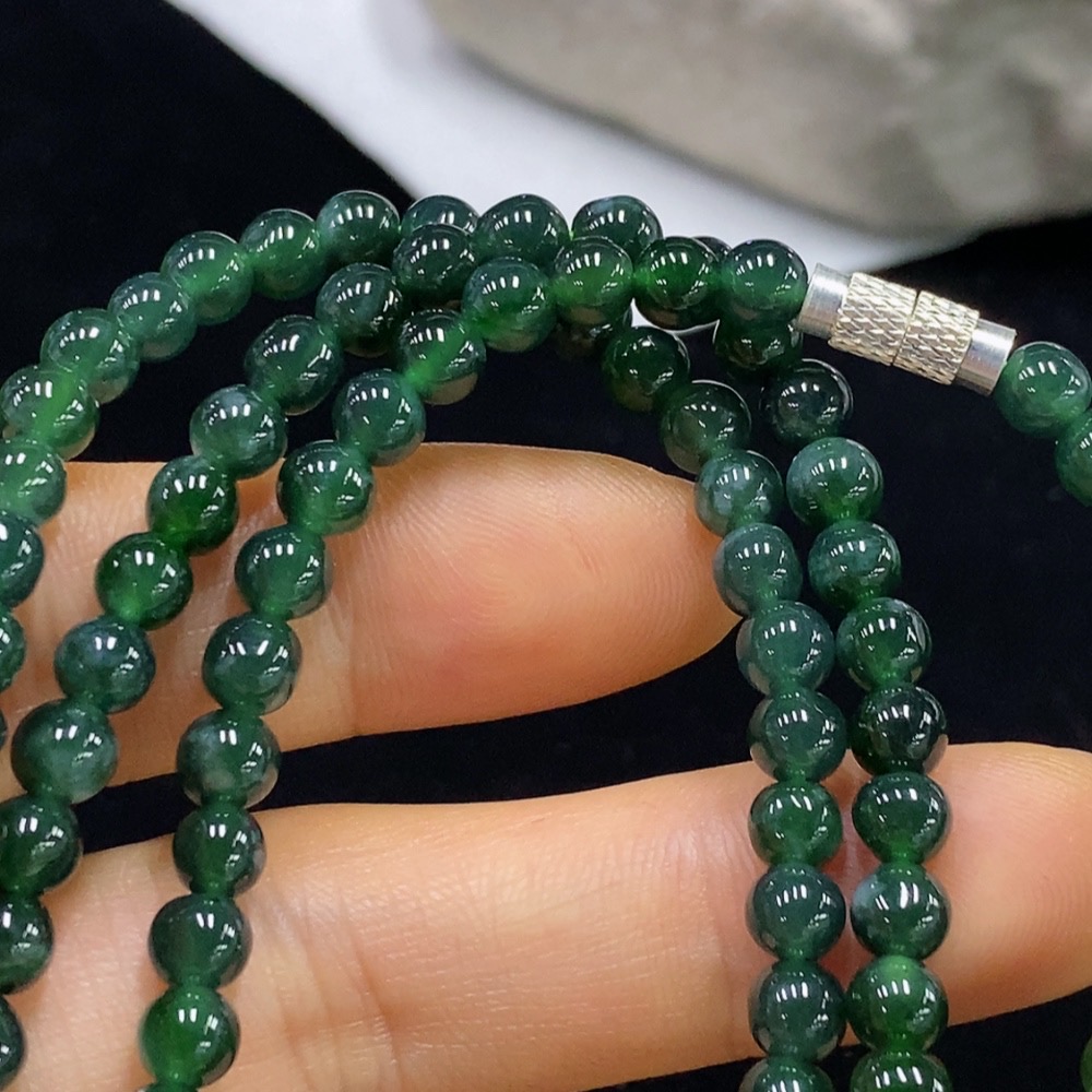 F35094630 Jadeite Bead Necklace approx. 4.8mm Non-Gold Total Weight approx. 27.79g
