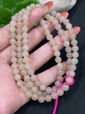 H35112334 Hetian Jade Beaded Necklace, Approx. 5.8mm, Total Weight Approx. 37.3g