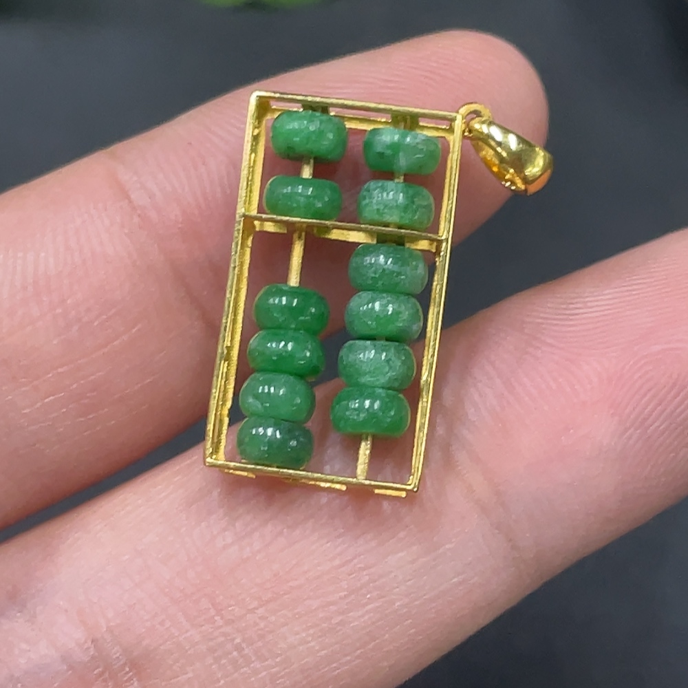 F19130867 Jadeite Inlay 18k Gold Inlaid Total Weight Approx.1.9g