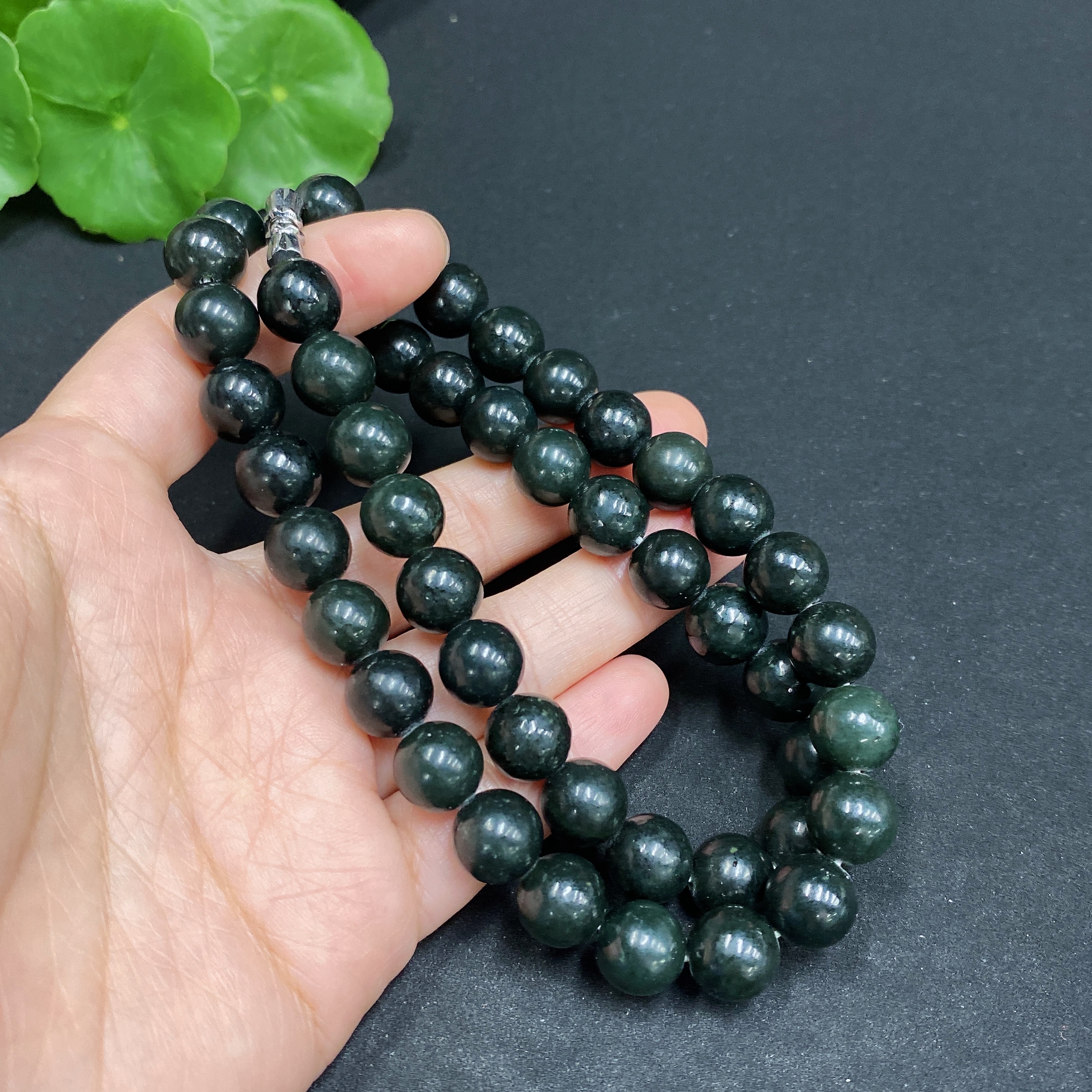 H32704313 Hetian Jade Bead Necklace, Approx. 9.6mm, Total Weight About 73.5g
