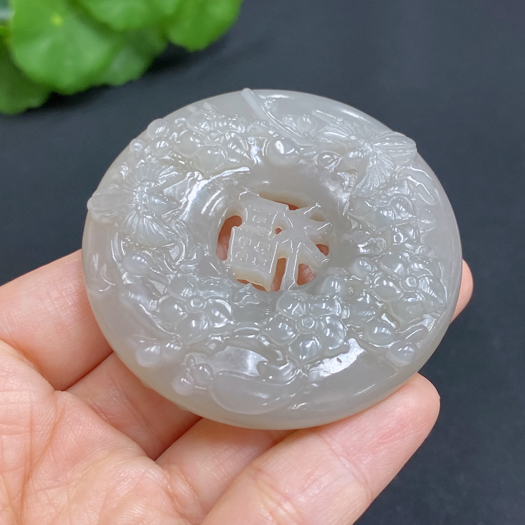 H29428822 Hetian Jade Pendant, Joy on the Brows, Total Weight Approx. 54.5g