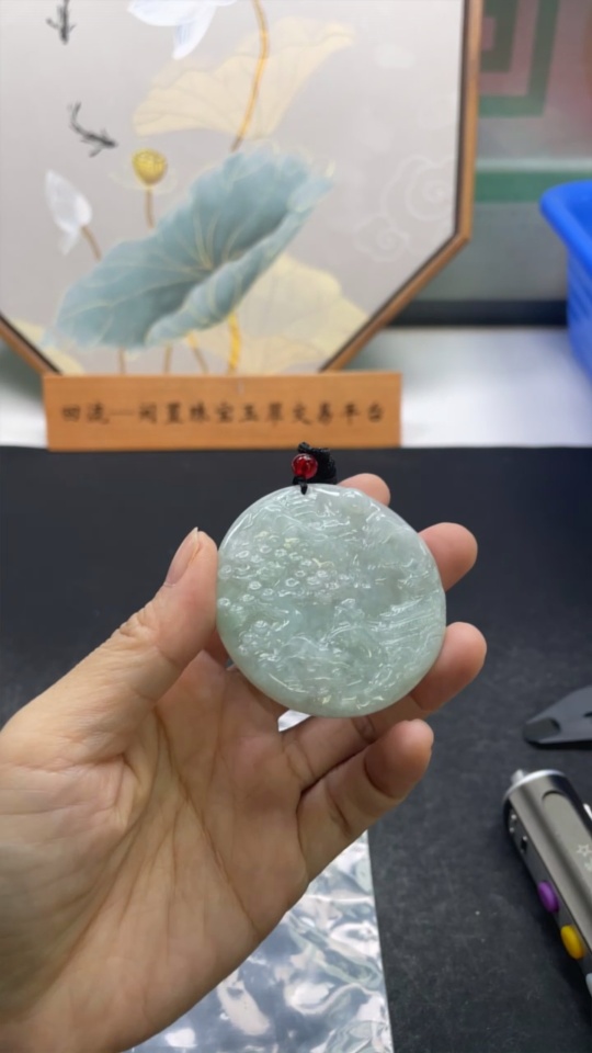 F33875879 Jadeite Landscape Pendant Total Weight Approx.42.97g