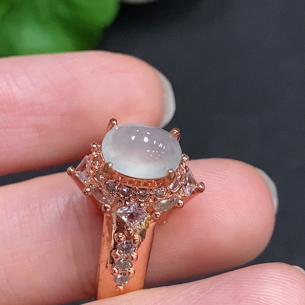 F33941575 Jadeite Cabochon Non-Gold Setting Total Weight Approx. 9.7g