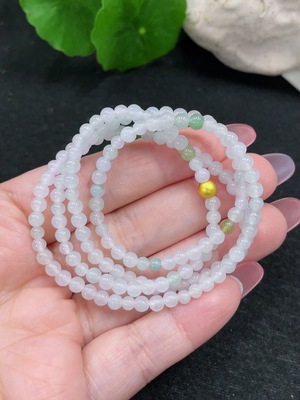 F33826783 Jadeite Beaded Necklace Approx. 3.8mm Non-Gold-Inlaid Total Weight Approx. 13.48g