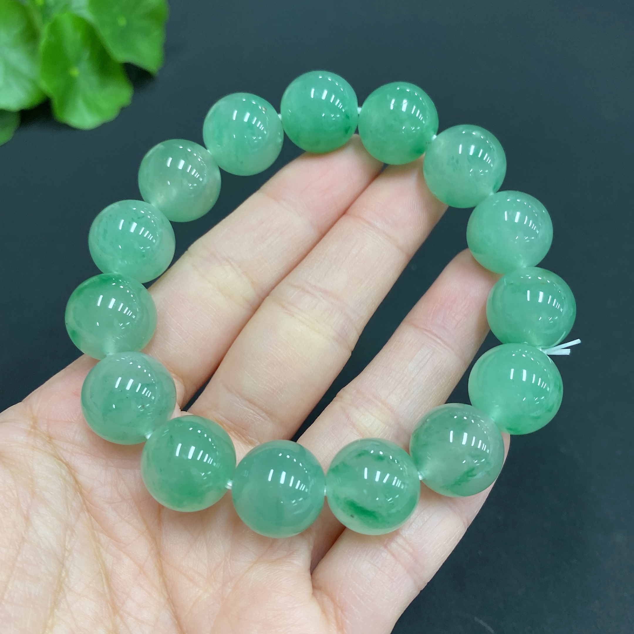 H23680837 Dulong Jade Bead Bracelet, approx. 13.4mm, total weight approx. 52g