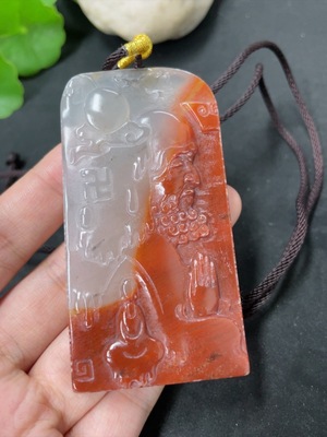 H42957613 黄龙玉挂件  达摩  货品总重约（含绳）59.5g