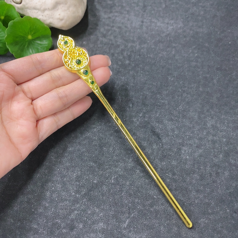 F34075895 Jadeite Inlaid Hairpin Non-gold Total Weight Approx. 22.22g