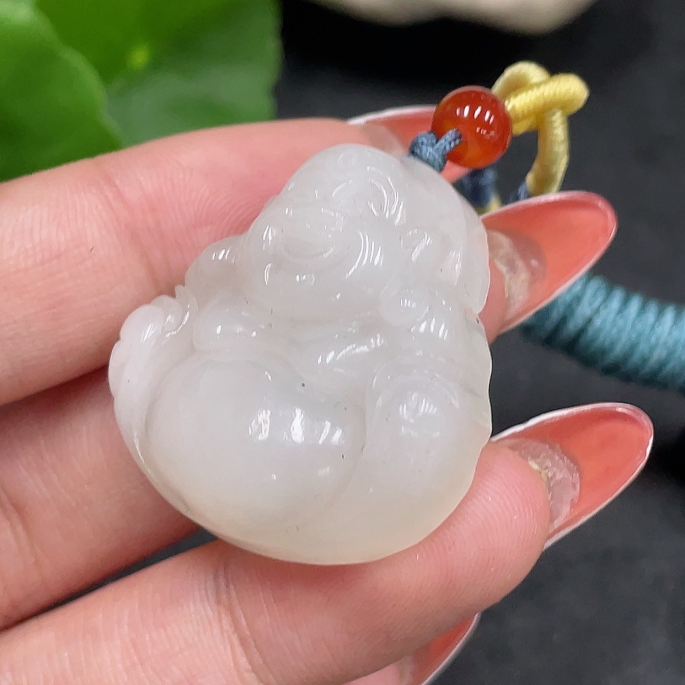 H34979762 Hetian Jade Pendant - Buddha with Other Mineral Components, Total Weight (Including Rope) Approx. 18.8g