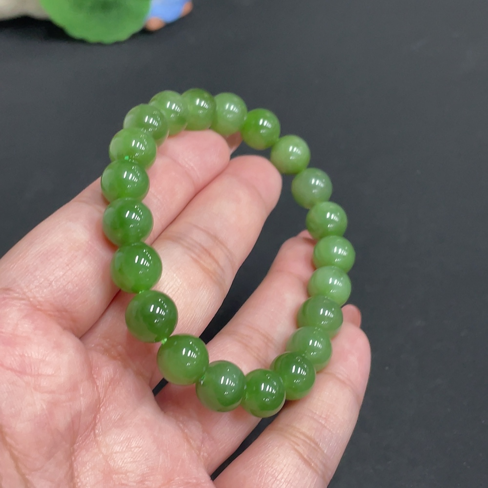 H35118190 Hetian Jade Jasper Bracelet, Approx. 9.2 mm, Total Weight Approx. 28.3g