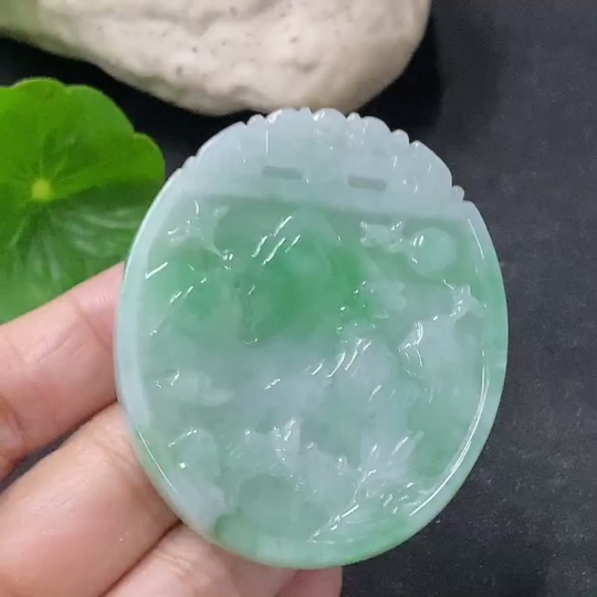 F33888261 Jadeite Landscape Pendant Total Weight Approx. 33.85g