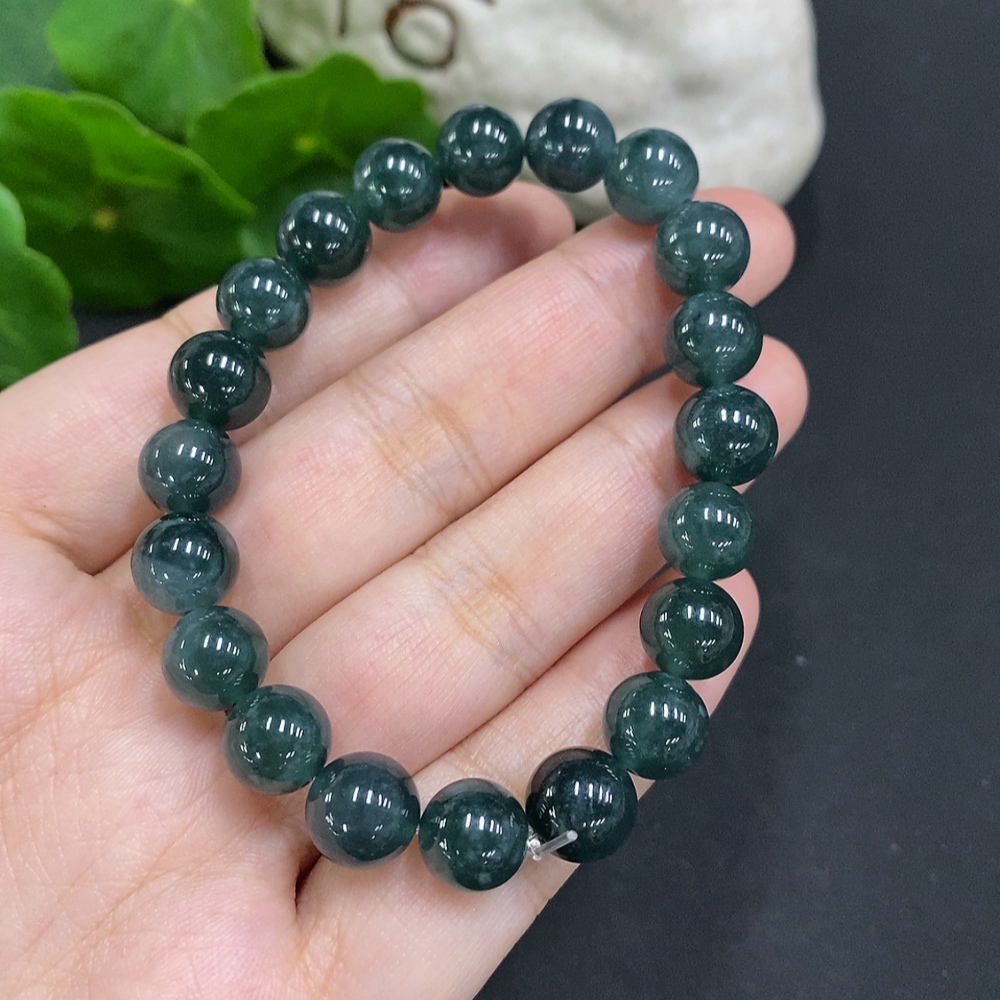 F34050768 Jadeite Bead Necklace Approx. 8.7mm Total Weight About 26g