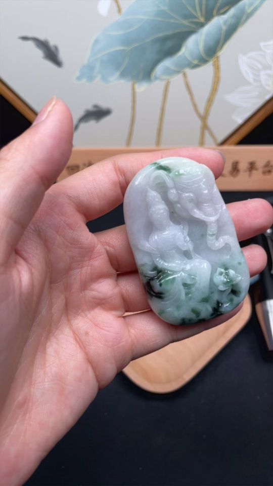 F26029359 Jadeite Samantabhadra Bodhisattva Pendant, Total Weight Approximately 63.98g