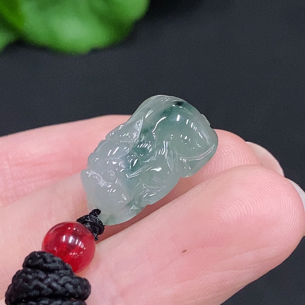 F34003234 Jadeite Pixiu Pendant Total Weight Approx. 4.4g (Including Rope Weight) Beads Not Jadeite
