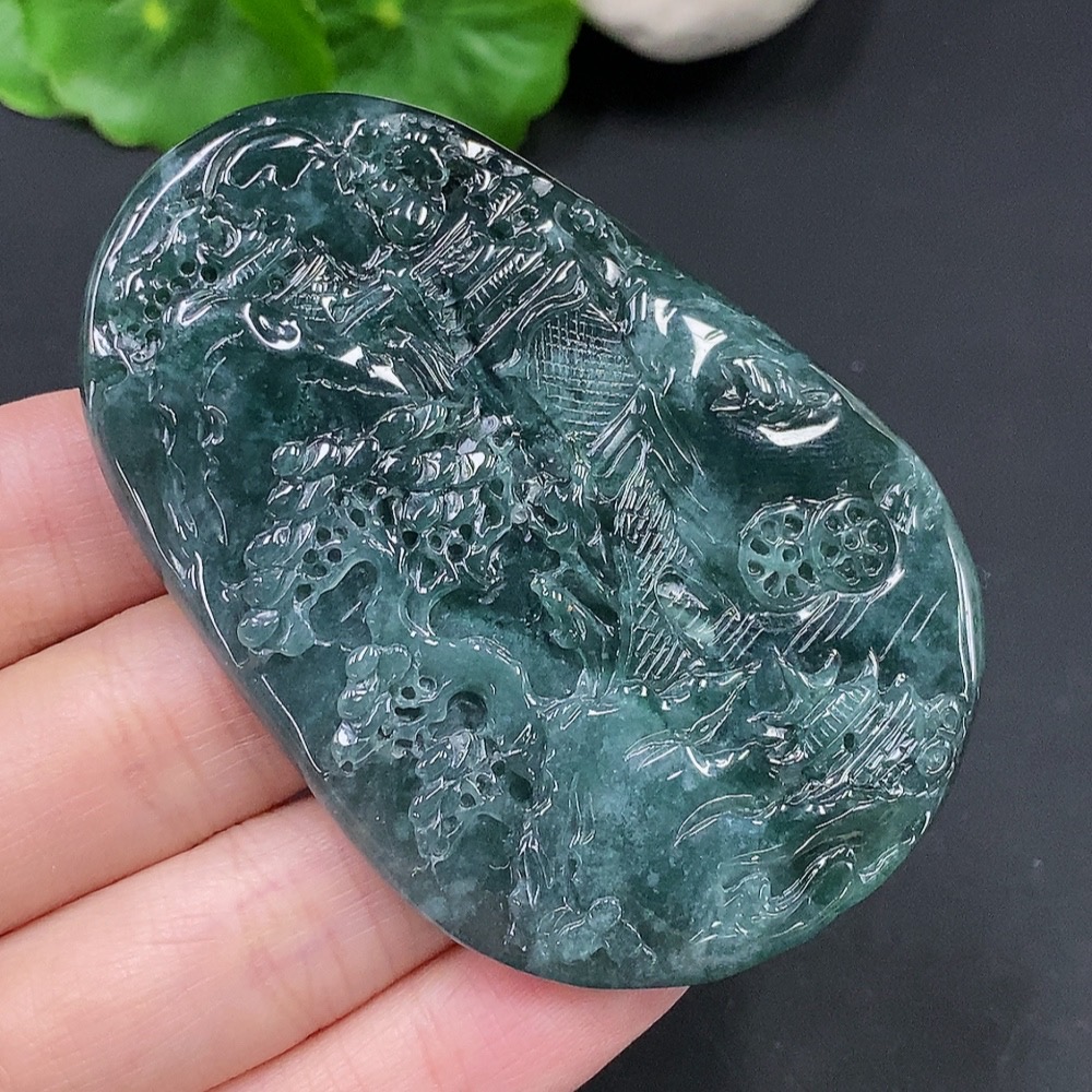 F26961650 Jadeite Landscape Pendant with a total weight of approximately 47.1 grams