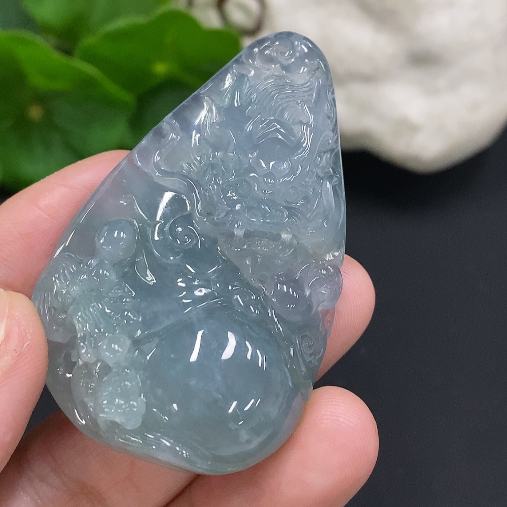 F34070774 Jadeite Pendant Dragon Plaque Total Weight Approx.31.77g