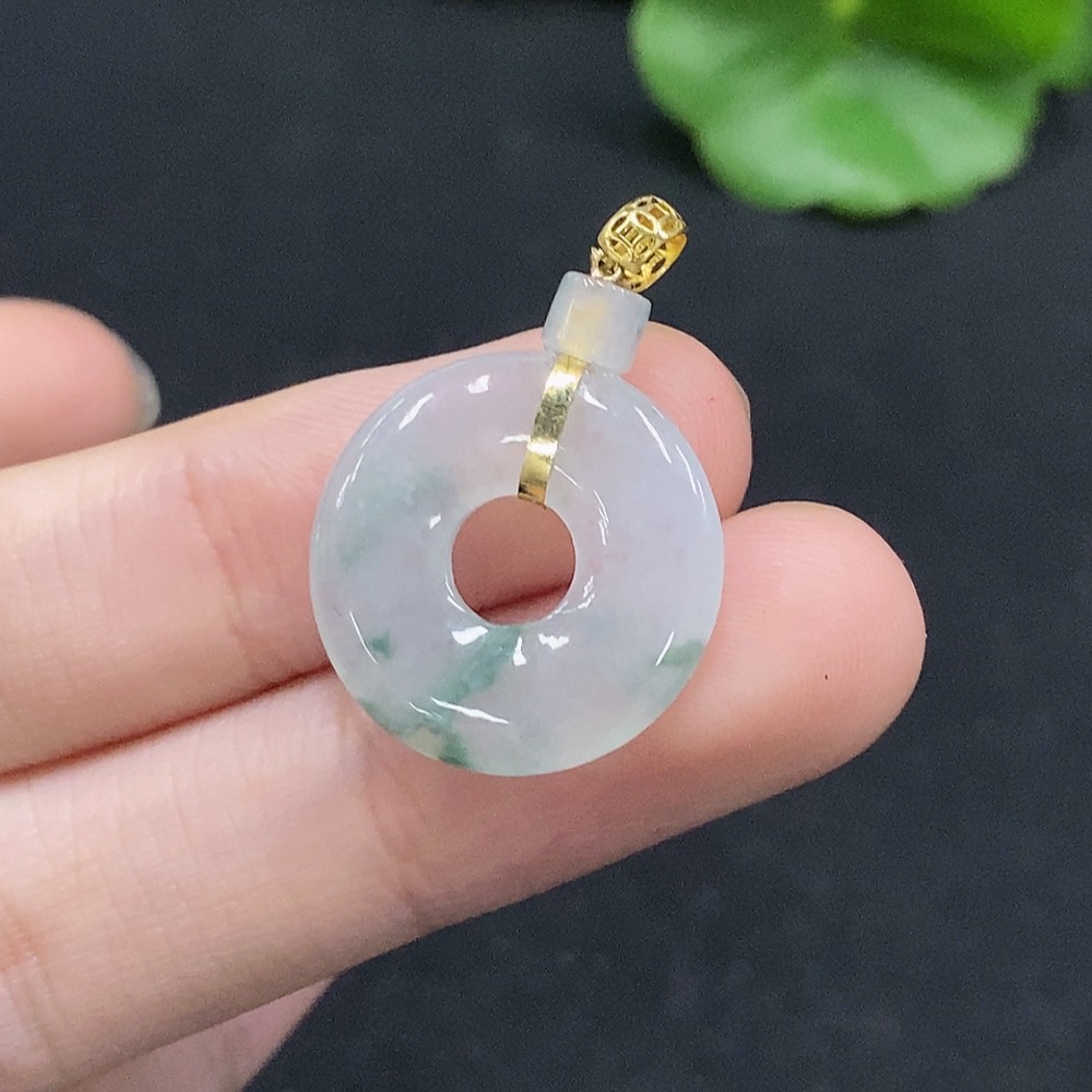F34028537 Jadeite Donut Pendant 18K Gold Total Weight Approx. 2.3g