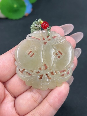 H41844531 和田玉挂件 福在眼前 货品总重约【含绳】17.1g